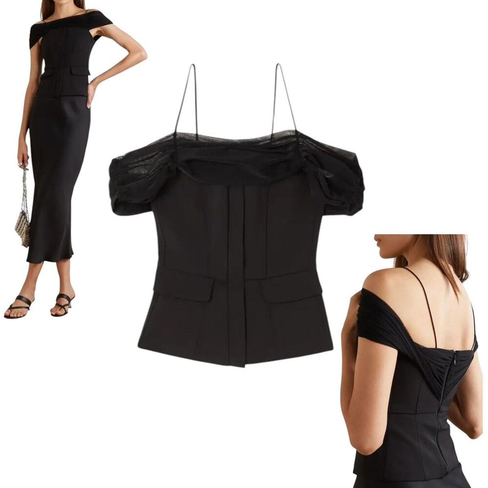 Renaissance : cold shoulder tulle trimmed top